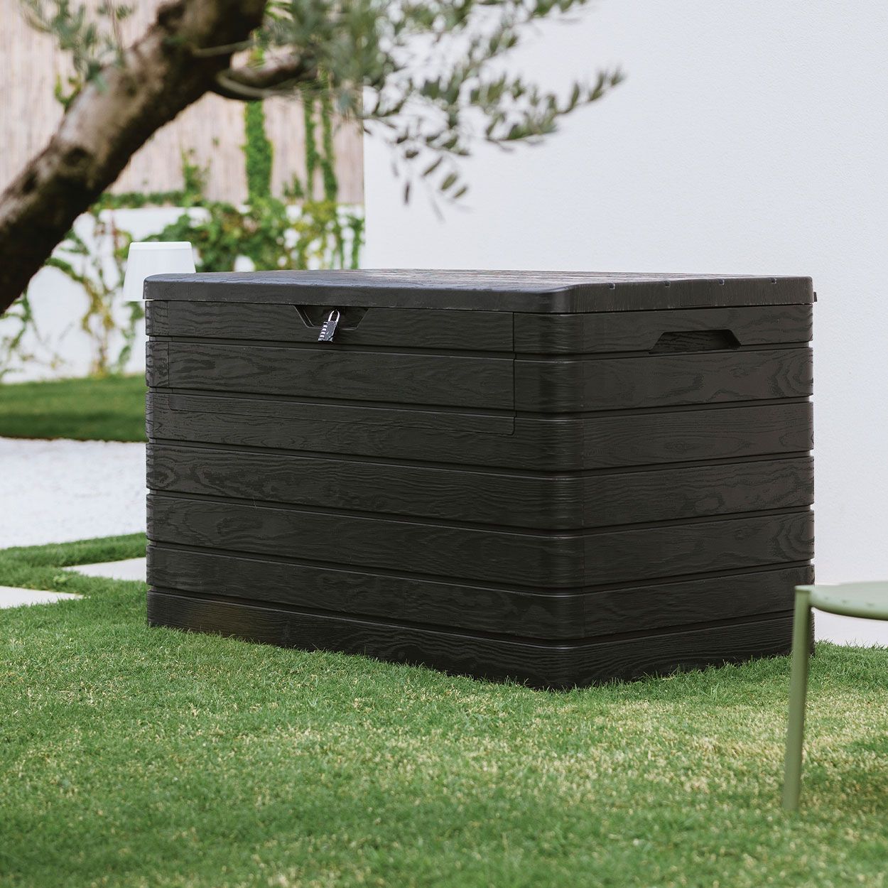Toomax Dolomiti XXL 970L Garden Storage Deck Box - Anthracite Grey Woodgrain - Image 2