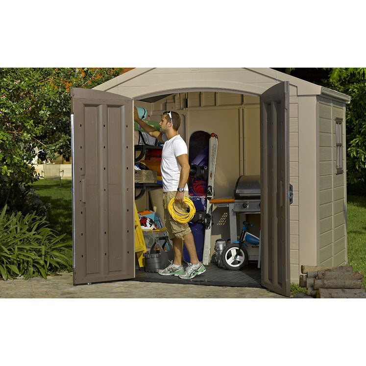 Keter Factor Apex Garden Shed 8ft x 6ft - Beige - Image 2