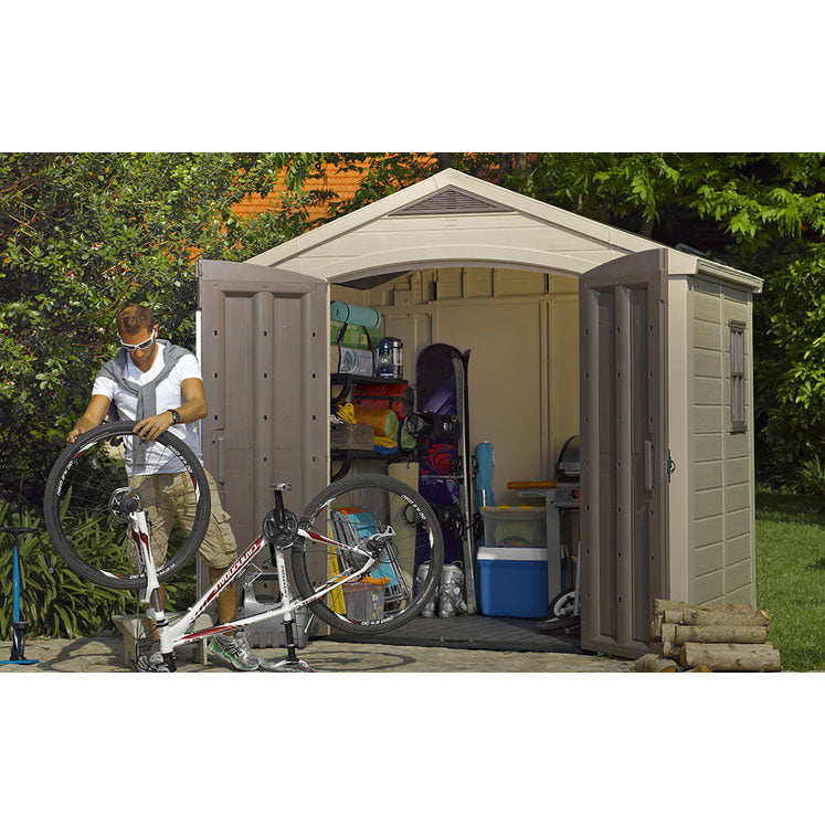 Keter Factor Apex Garden Shed 8ft x 6ft - Beige - Image 3