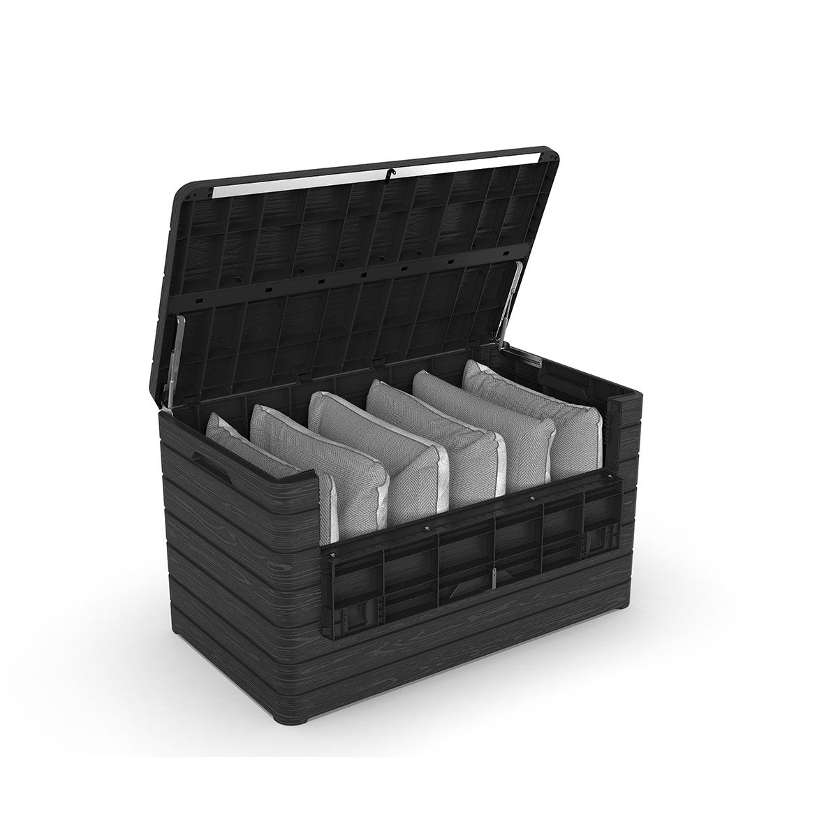 Toomax Dolomiti XXL 970L Garden Storage Deck Box - Anthracite Grey Woodgrain - Image 6