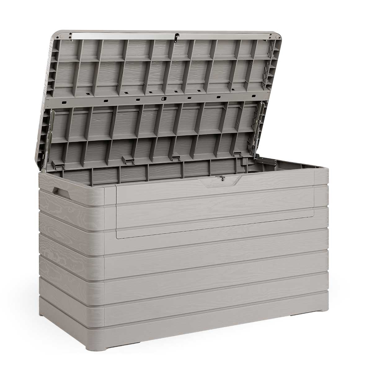Toomax Dolomiti XXL 970L Garden Storage Deck Box - Warm Grey Woodgrain - Image 2