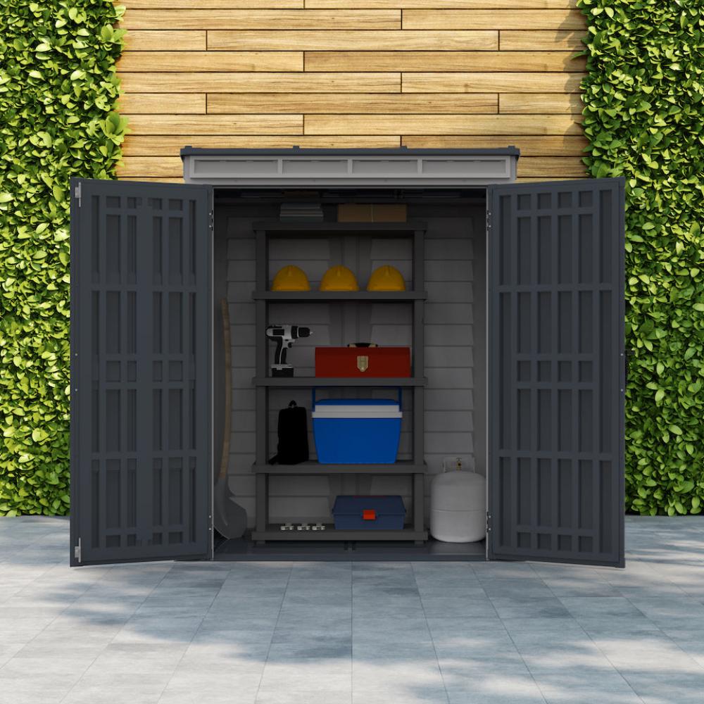 Duramax YardMate Plus Pent - 5ft x 3ft Plastic Garden Shed in Grey - Image 3