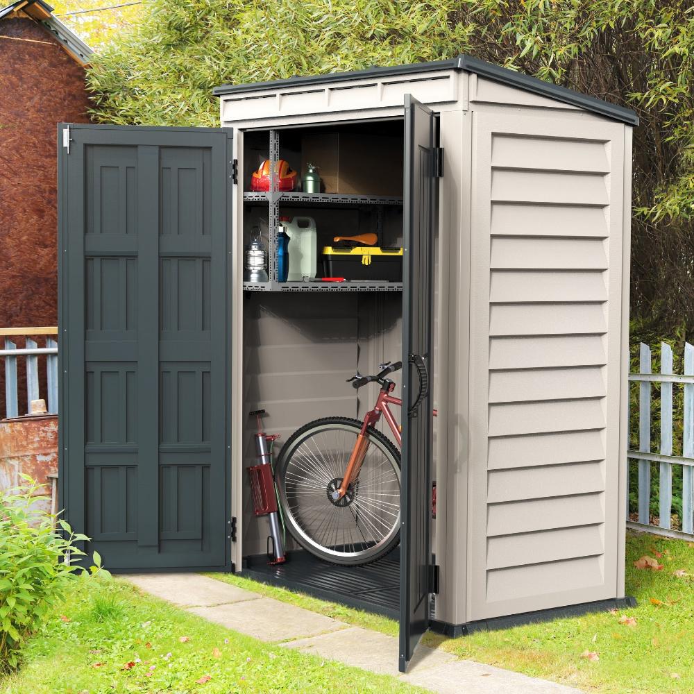 Duramax YardMate Plus Pent - 5ft x 3ft Plastic Garden Shed in Grey - Image 2