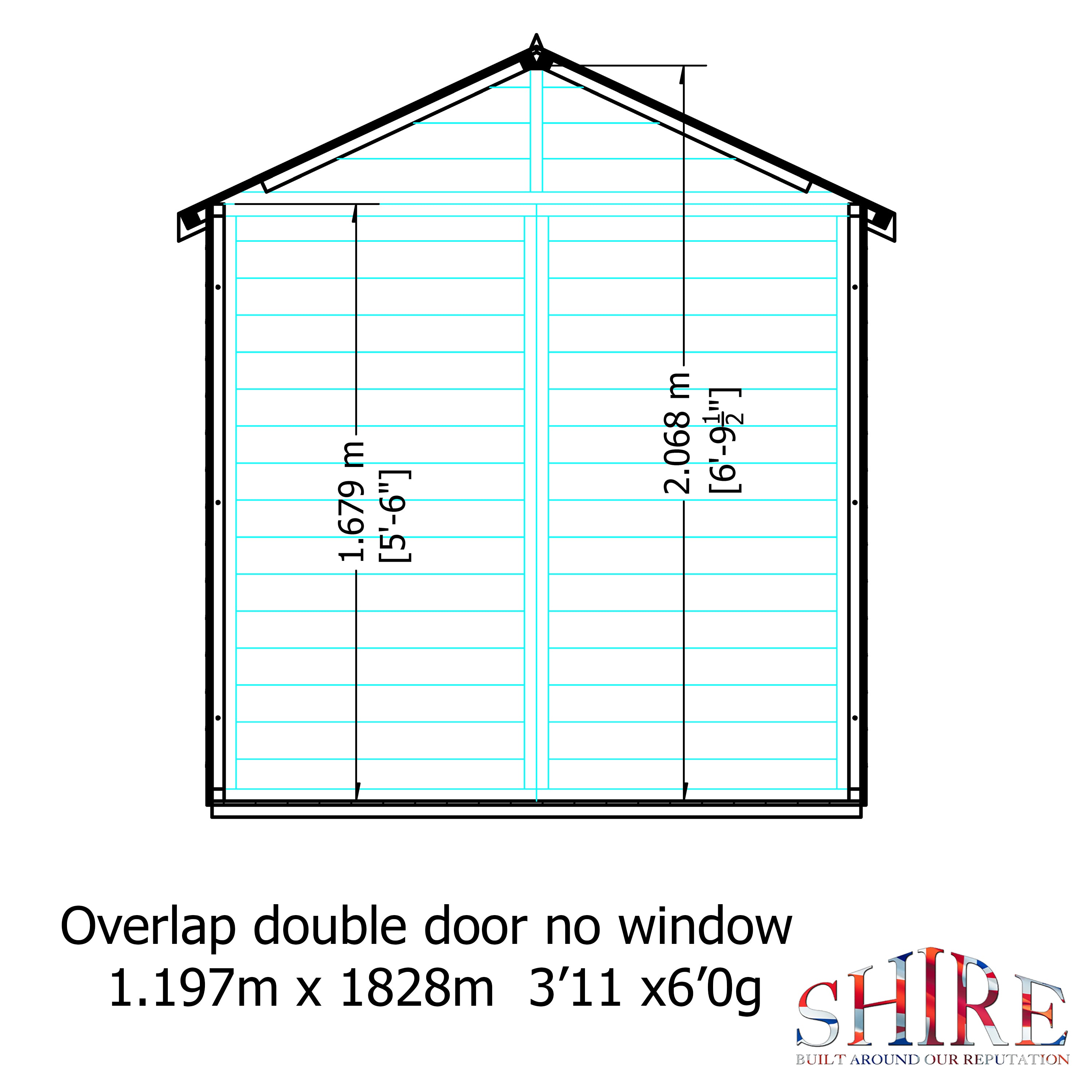 Shire Overlap 4ft x 6ft Windowless Shed with Double Doors - Image 5