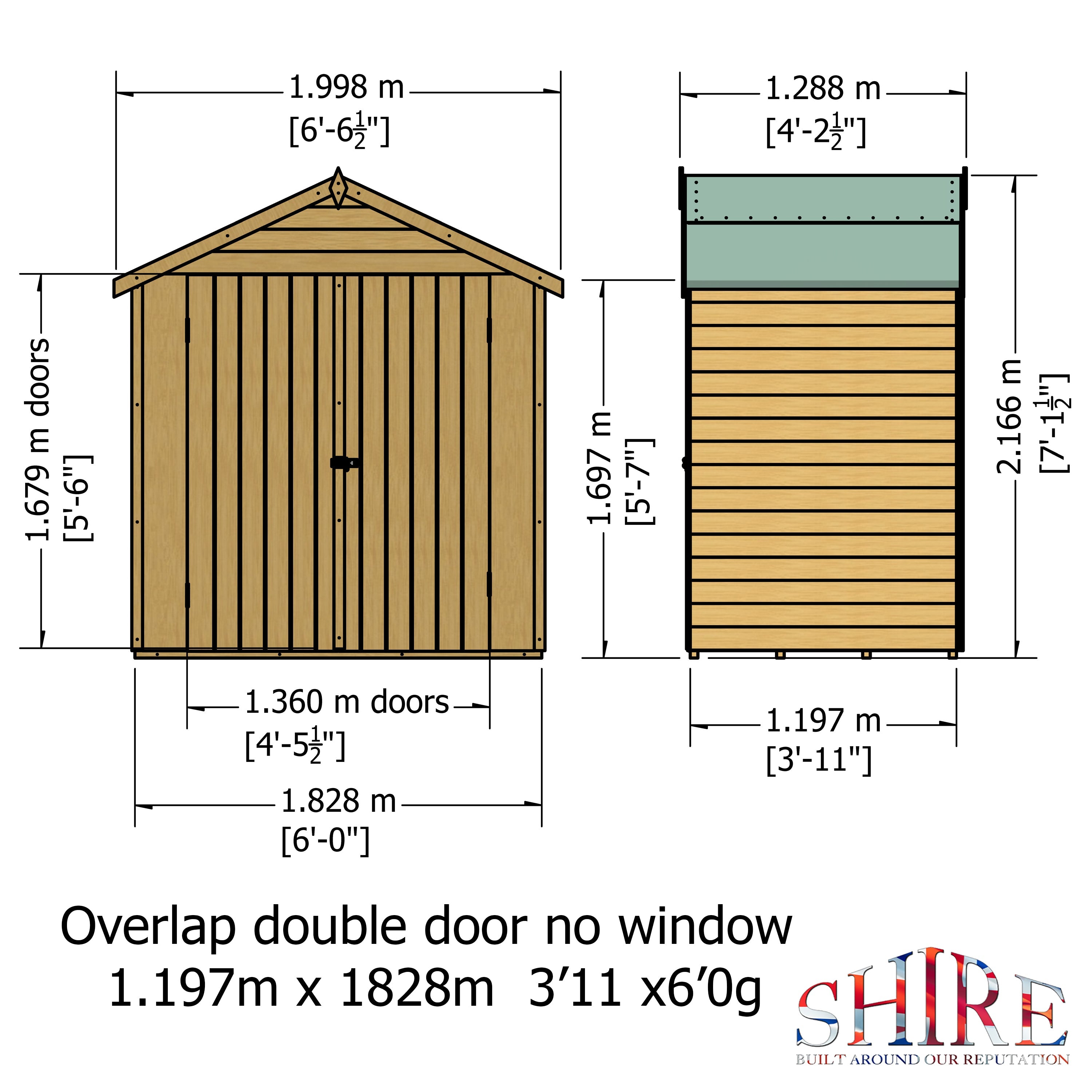 Shire Overlap 4ft x 6ft Windowless Shed with Double Doors - Image 6