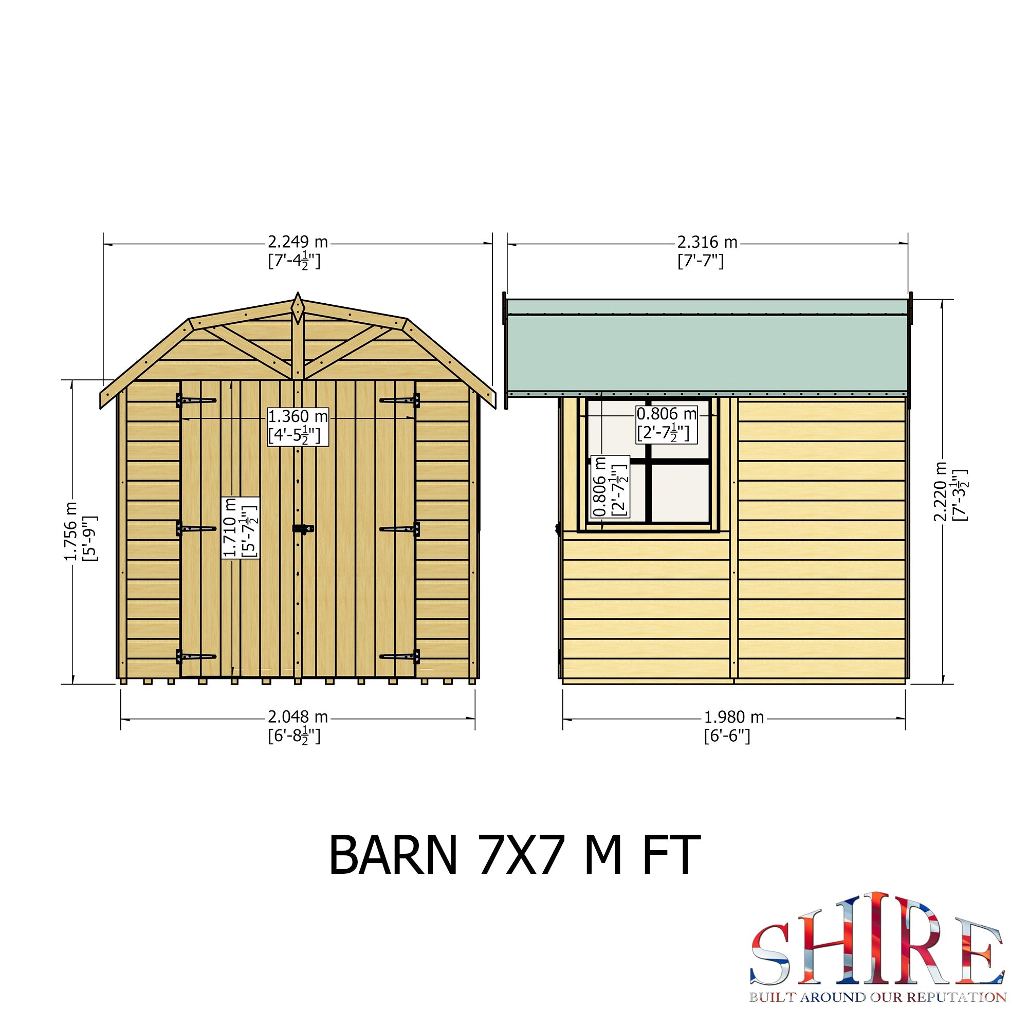 Shire Shiplap 7ftb x 7ft Barn Shed - Image 8