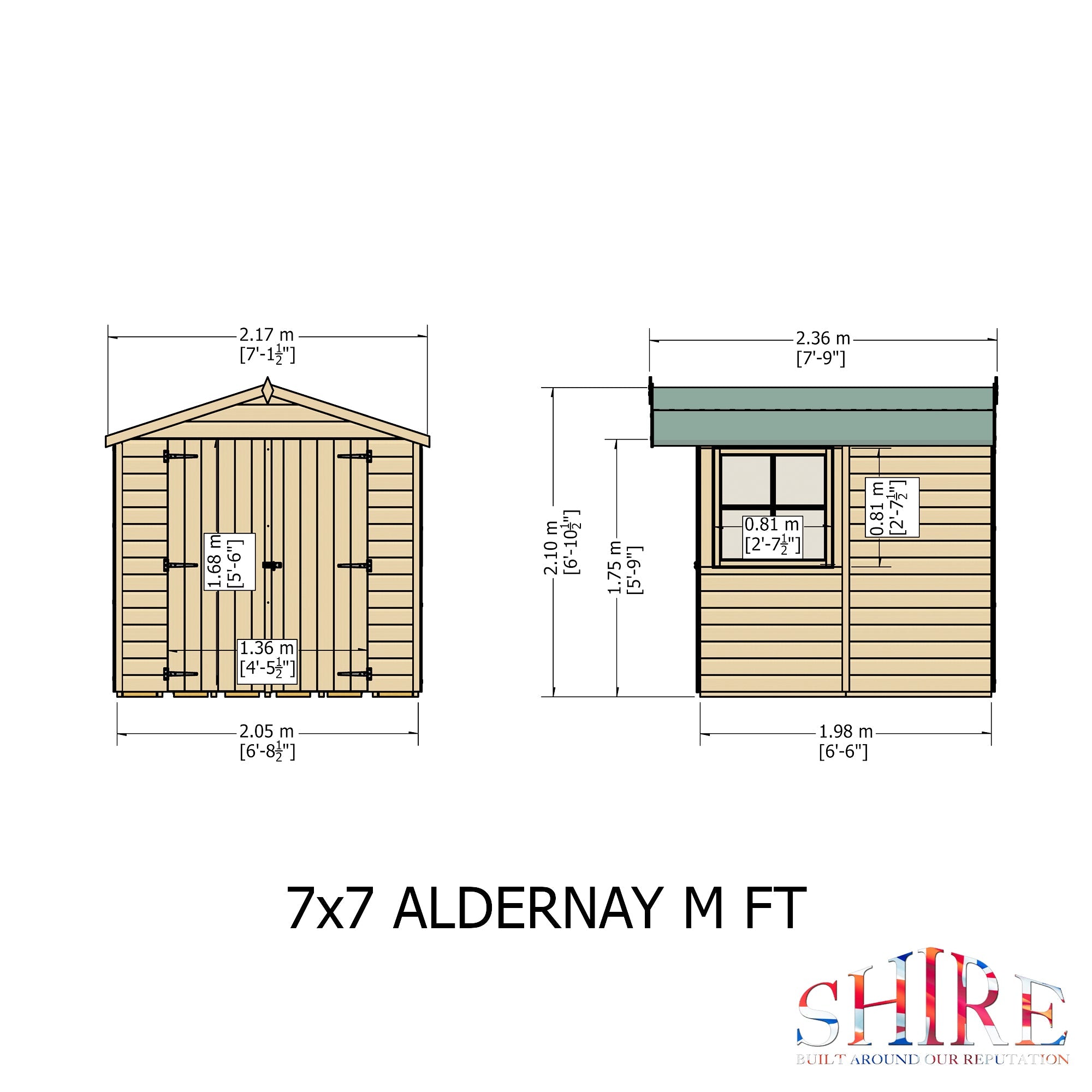 Shire Alderney 7ft x 7ft Apex Garden Shed - Image 8