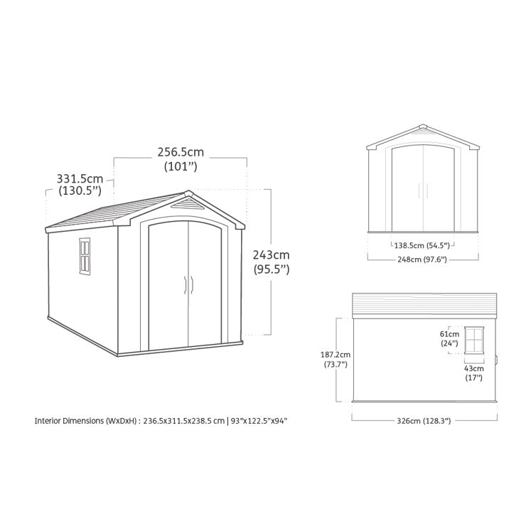 Keter Factor Apex Garden Shed 8ft x 11ft - Beige - Image 9