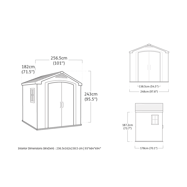Keter Factor Apex Garden Shed 8ft x 6ft - Beige - Image 10