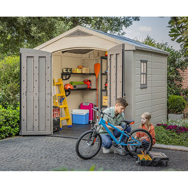 Keter Factor Apex Garden Shed 8ft x 8ft - Beige - Image 4