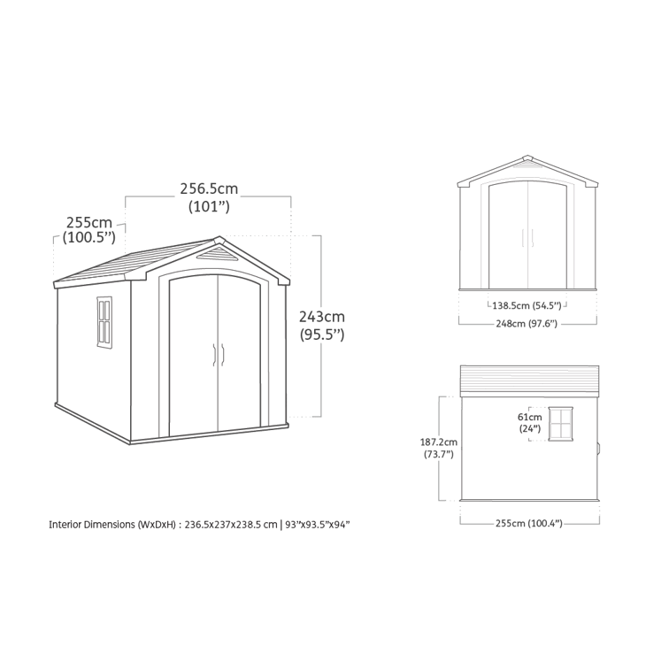 Keter Factor Apex Garden Shed 8ft x 8ft - Beige - Image 10