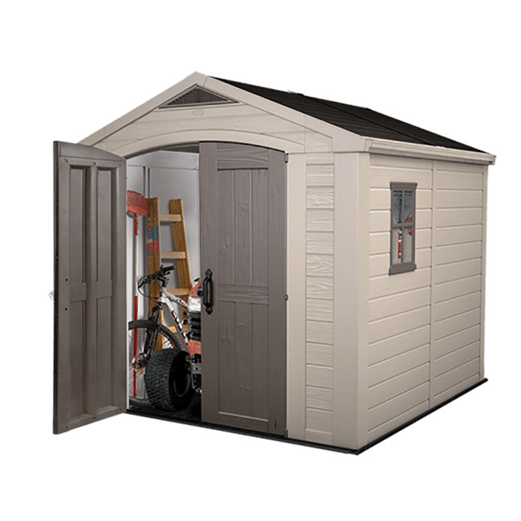 Keter Factor Apex Garden Shed 8ft x 8ft - Beige - Image 6
