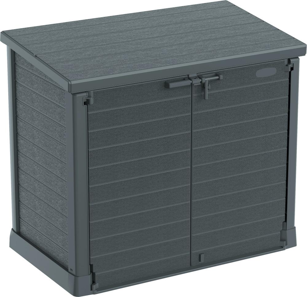 Duramax StoreAway Cedargrain Plastic Garden Storage Box - 1200L Flat Lid - Grey - Image 5