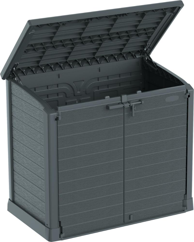 Duramax StoreAway Cedargrain Plastic Garden Storage Box - 1200L Flat Lid - Grey - Image 4