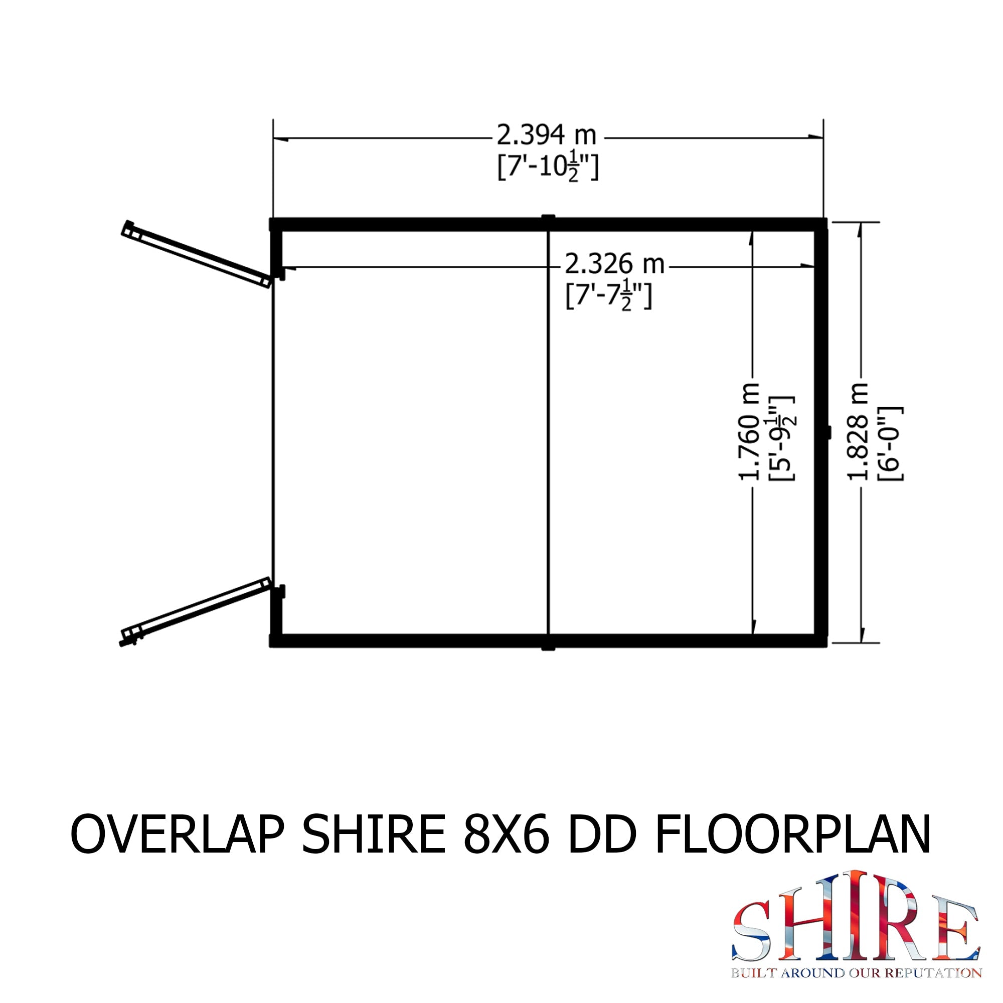 Shire Overlap 8ft x 6ft Windowless Shed with Double Doors - Image 3
