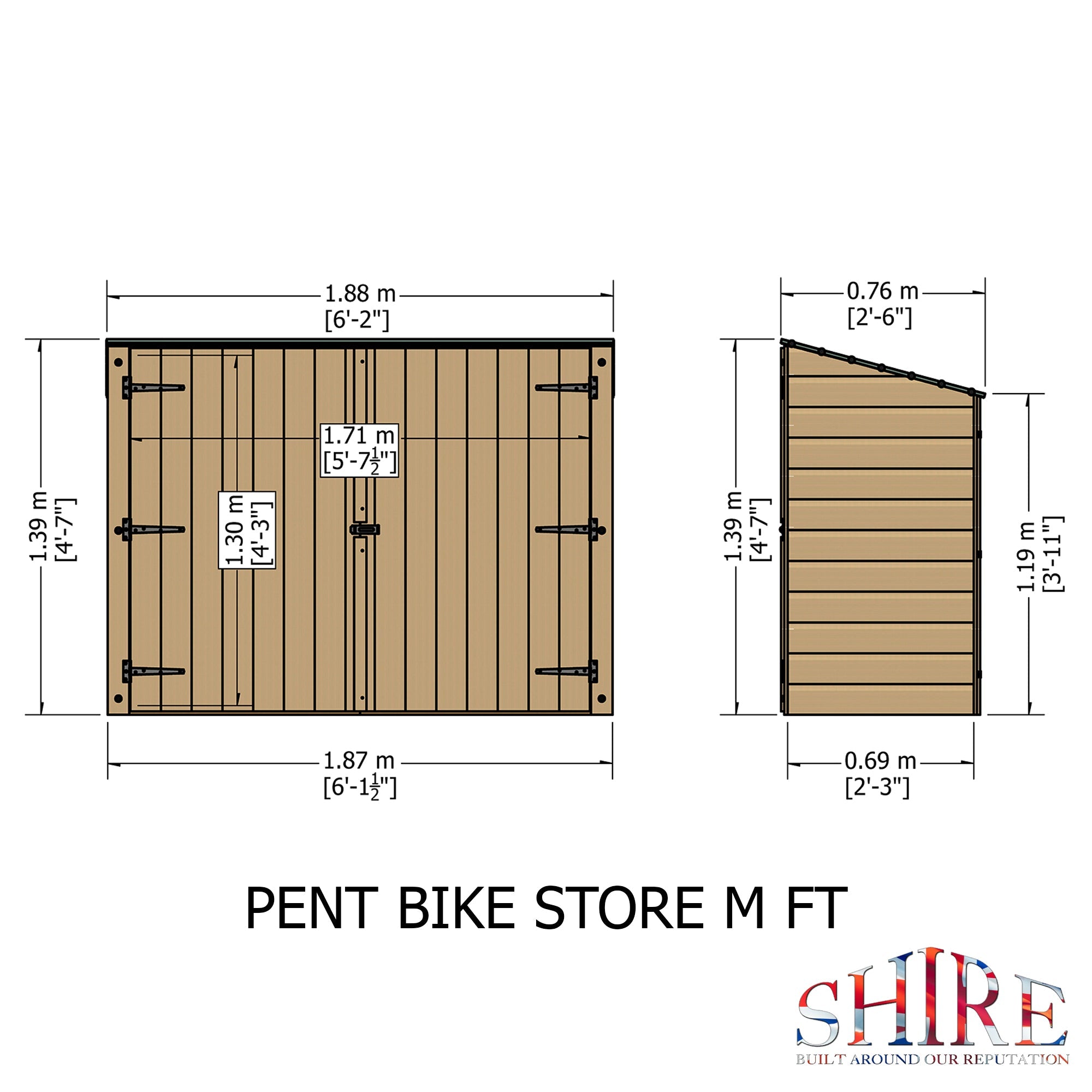 Shire Shiplap 2ft 6 x 6ft Pent Bike Store (no floor) - Image 7