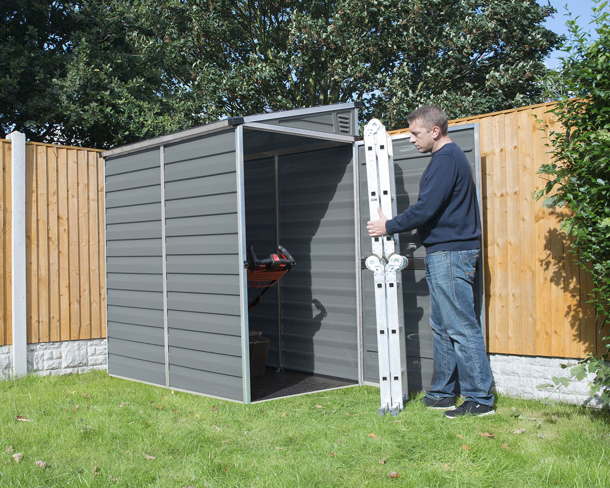 Palram Canopia Pent 4 ft. x 6 ft. Shed Kit - Dark Grey - Image 12
