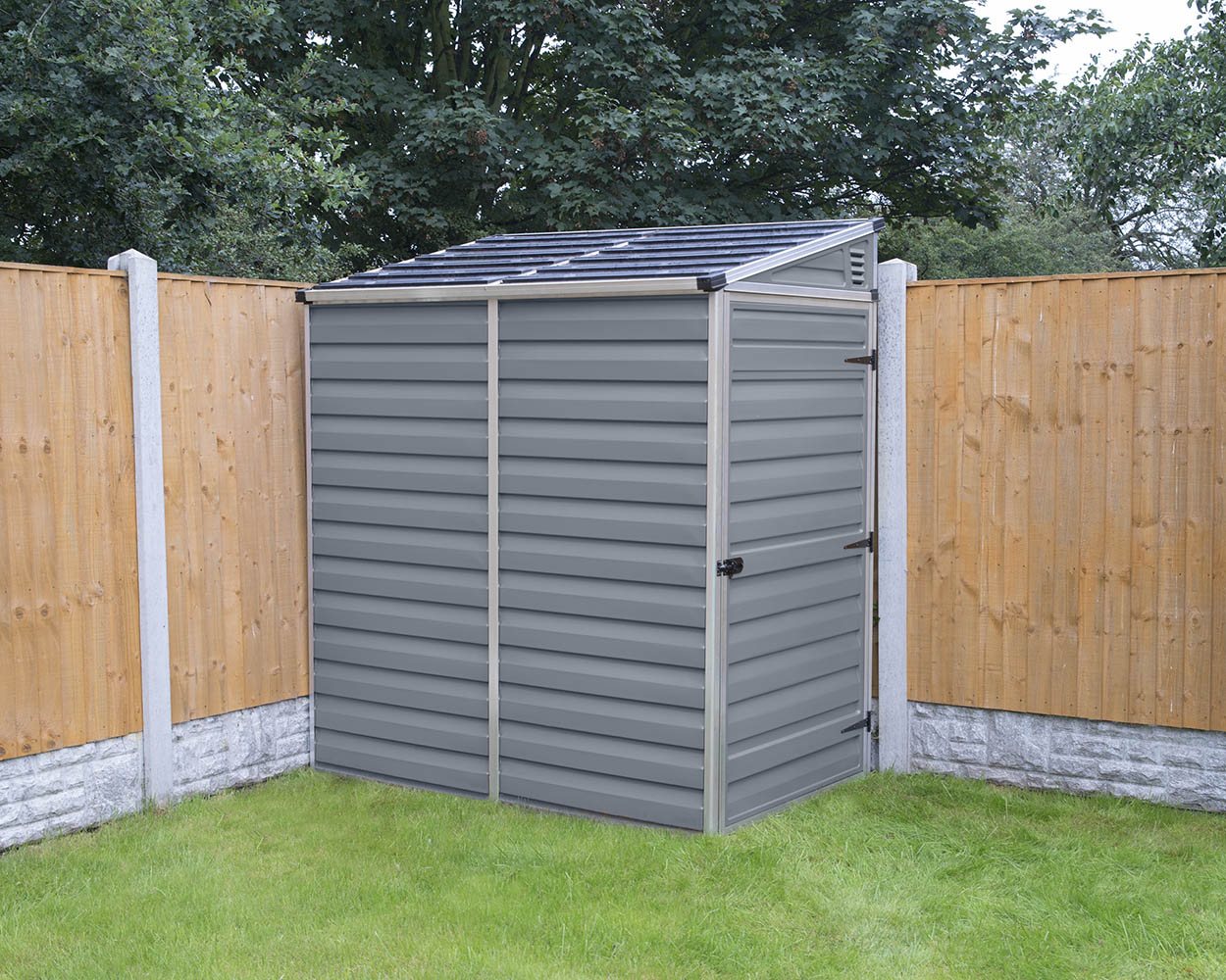 Palram Canopia Pent 4 ft. x 6 ft. Shed Kit - Dark Grey - Image 2