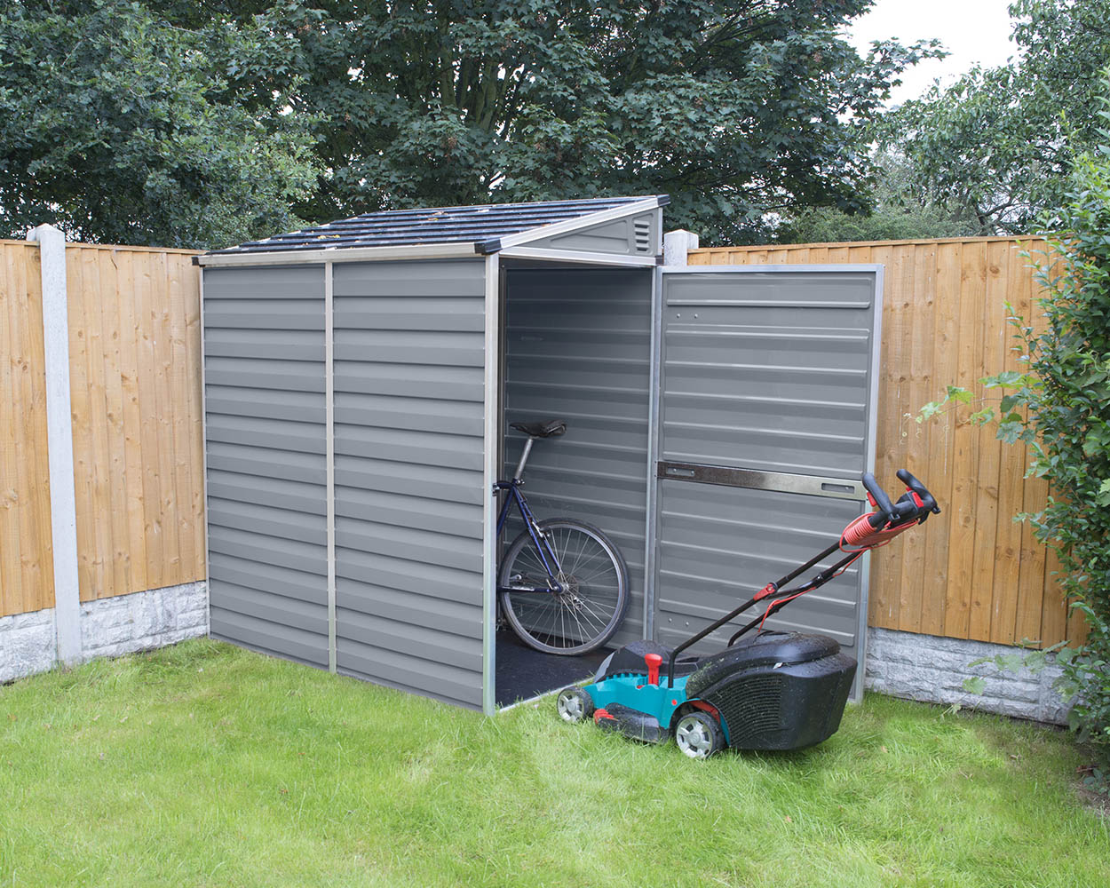 Palram Canopia Pent 4 ft. x 6 ft. Shed Kit - Dark Grey - Image 3