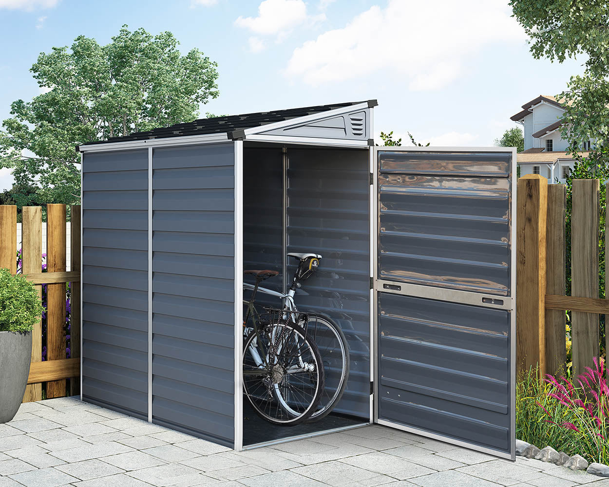 Palram Canopia Pent 4 ft. x 6 ft. Shed Kit - Dark Grey - Image 4