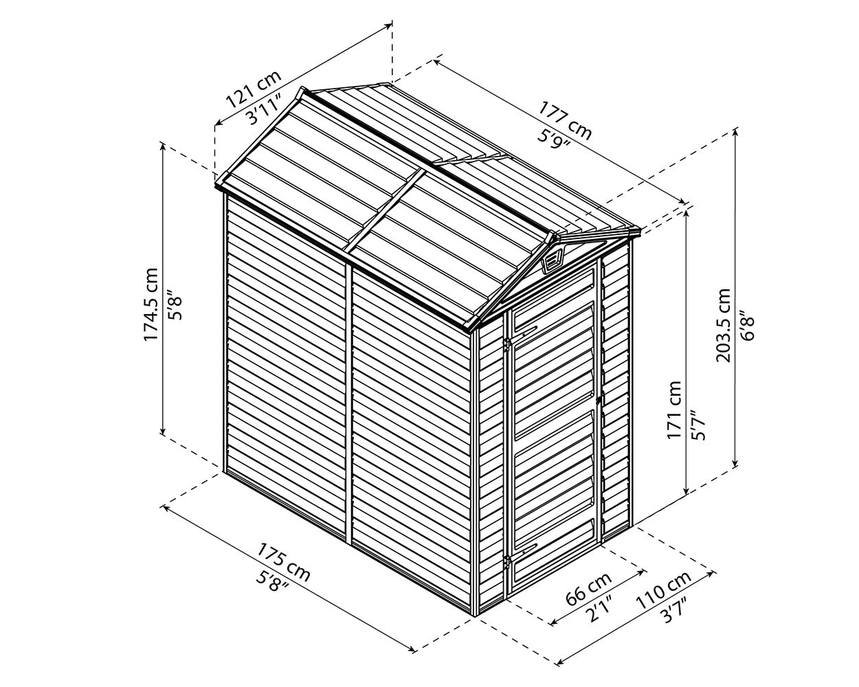 Palram Canopia Skylight 4 ft. x 6 ft. Shed Kit - Dark Grey - Image 4