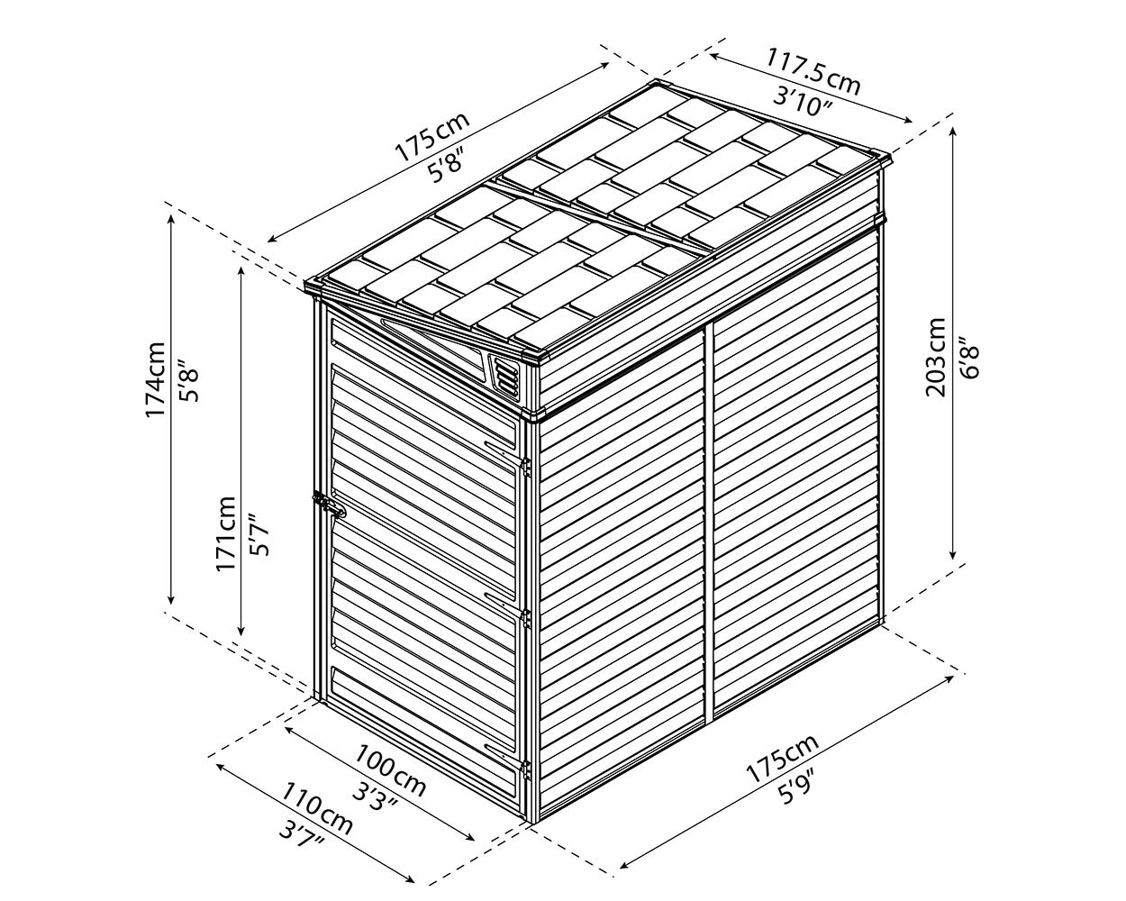 Palram Canopia Pent 4 ft. x 6 ft. Shed Kit - Dark Grey - Image 6