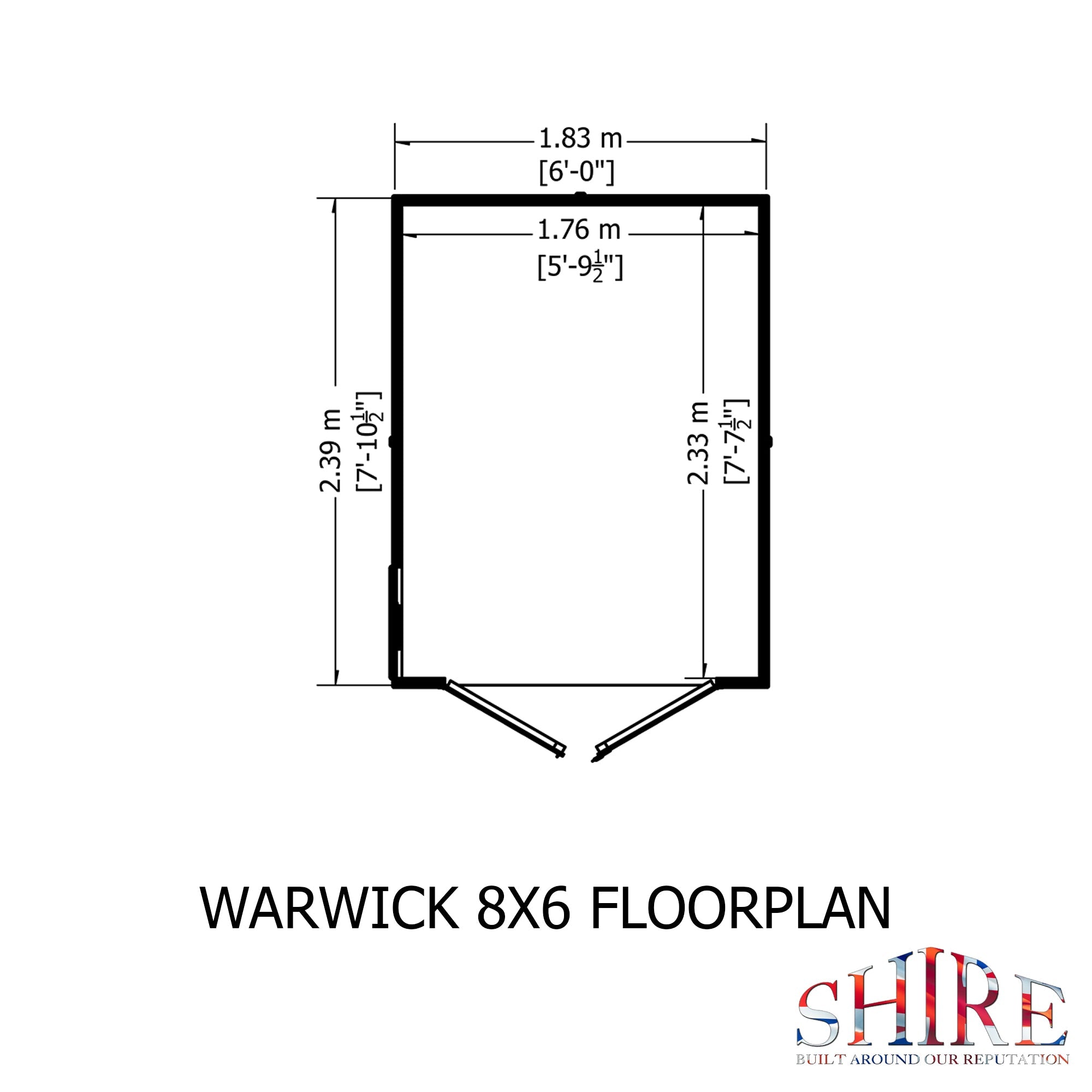 Shire Warwick Shiplap 8ft x 6ft Apex Shed (Double Doors) - Image 4