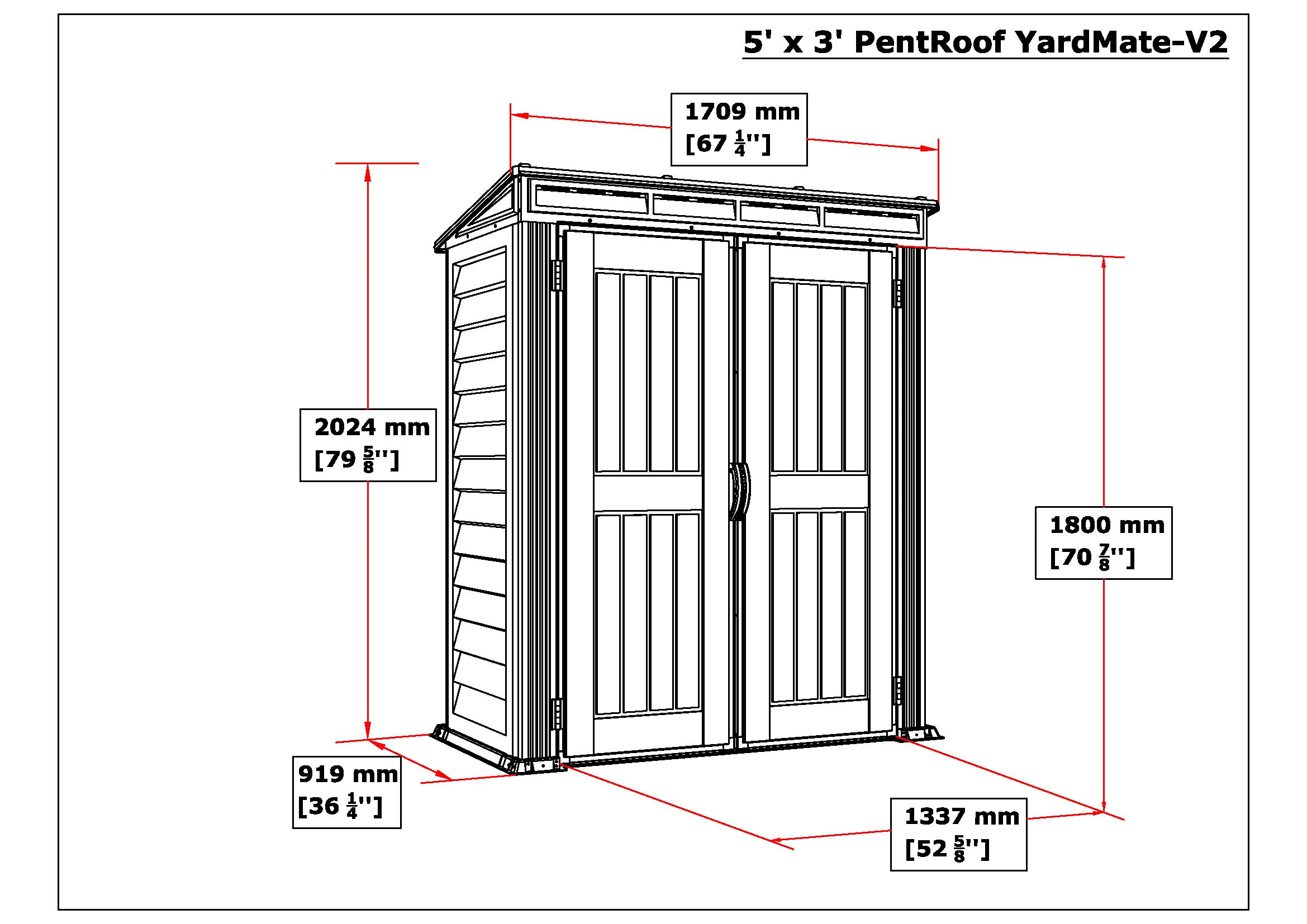 Duramax YardMate Plus Pent - 5ft x 3ft Plastic Garden Shed in Grey - Image 7