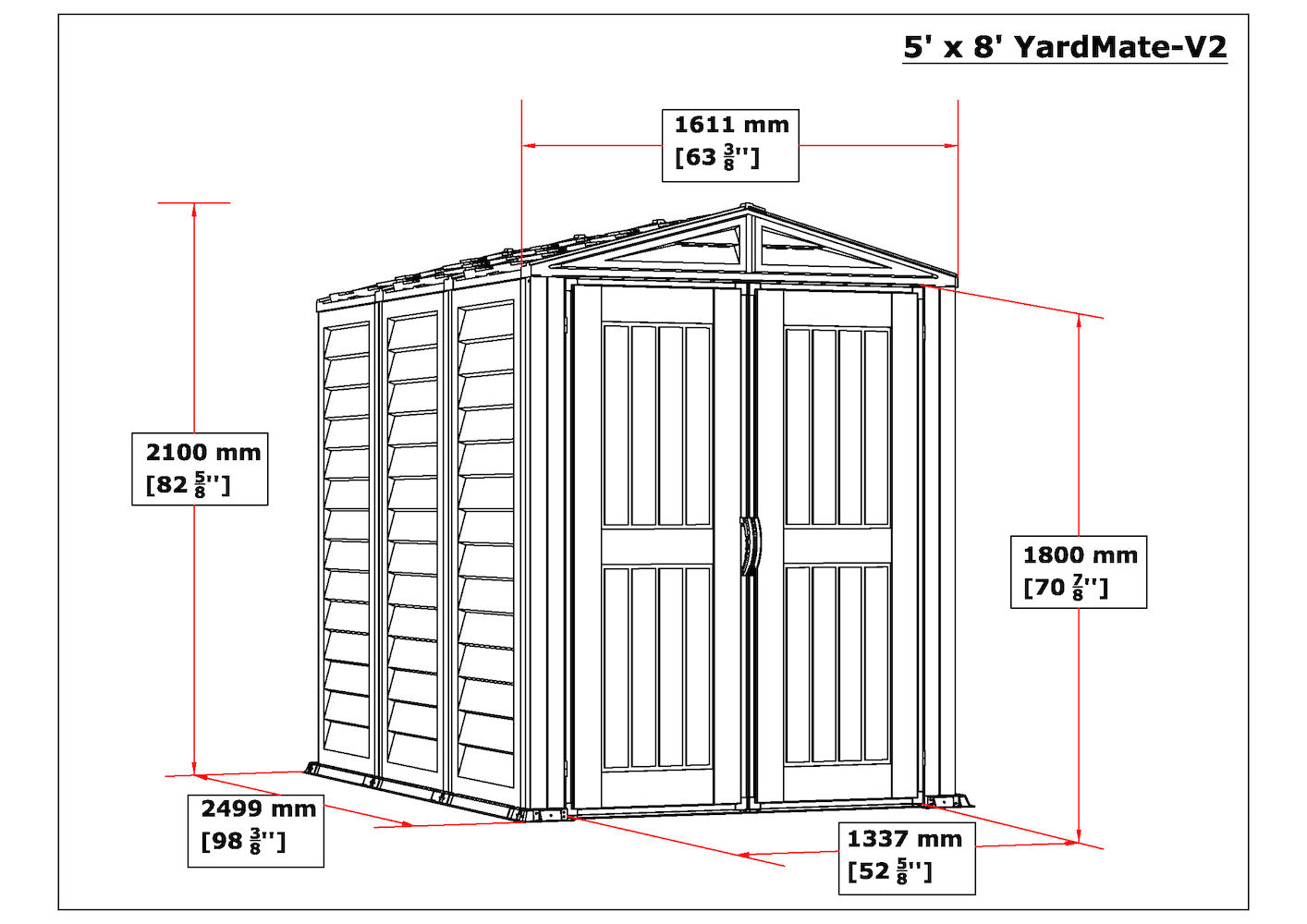 Duramax YardMate Plus - 5ft x 8ft Plastic Garden Shed in Grey - Image 9