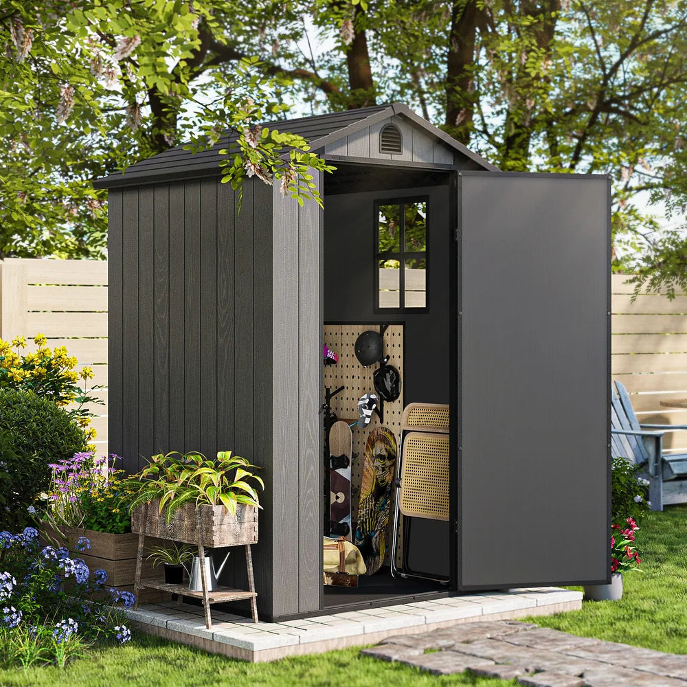 Garden Guard 4ft x 6ft Premium Woodgrain Garden Shed - Anthracite Grey - Image 2