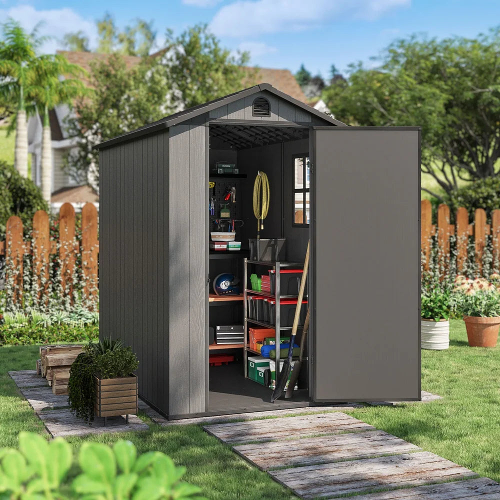Garden Guard 4ft x 6ft Premium Woodgrain Garden Shed - Anthracite Grey - Image 3