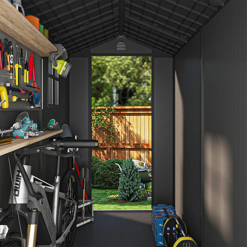 Garden Guard 4ft x 6ft Premium Woodgrain Garden Shed - Anthracite Grey - Image 6